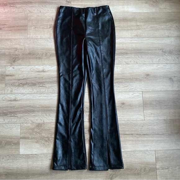AFRM Adela High Waist Front Slit Faux Leather Pants pull on stretch waist - Picture 3 of 13